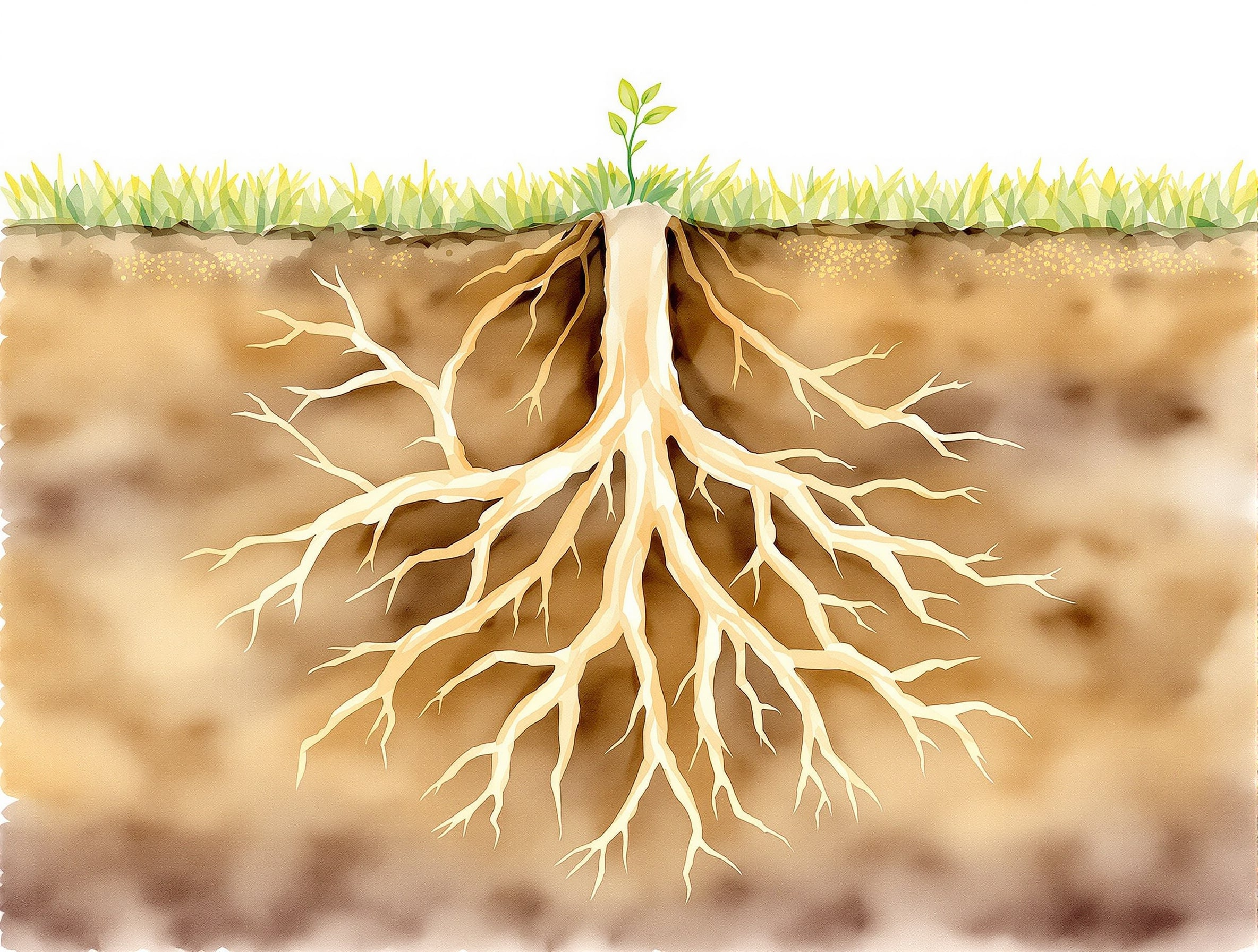 Watercolor artwork for The Root Work: Depth Before Display